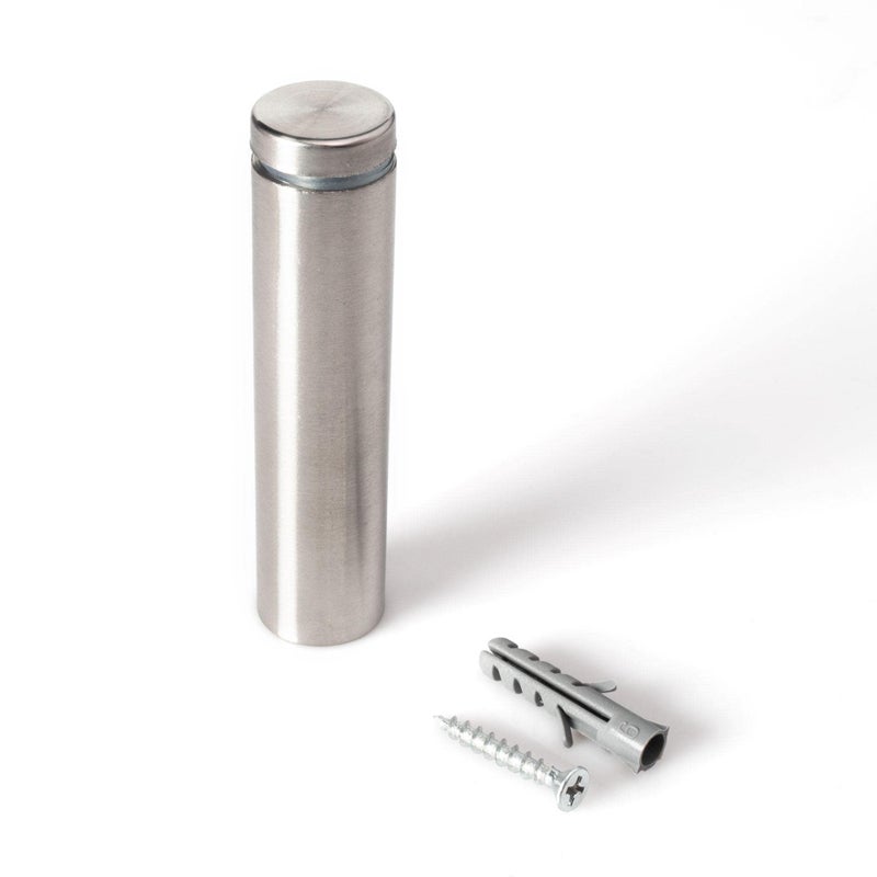 OUTWATER Stainless Steel Standoff 3/4 Inch Diameter x 3 Inch Barrel Length Brushed Finish for PVC, Glass and Acrylic Sign Stand Off Wall Anchors and Screws 4 Piece Pack for Heavy Signs - Image 1